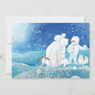 Invitación Oso Polar, Fox, Pingüino y Snowman salvan el Ártic