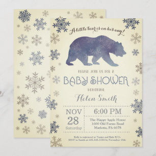 Invitación Oso Polar Invierno Azul Niño Fiesta de Bebé Copo d