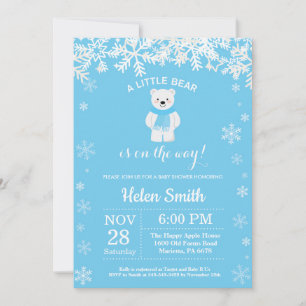 Invitación Oso Polar Invierno Azul Niño Fiesta de Bebé Copo d