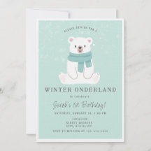Oso Polar Invierno Onederland Azul Primer cumpleañ