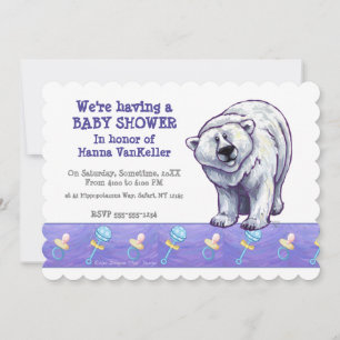Invitación Oso polar lindo Baby Shower