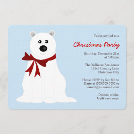 Invitación Oso polar lindo en Fiesta de Navidades azules de h