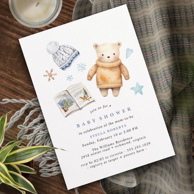 Invitación Oso polar | Simple y acogedor Baby Shower de invie (Subido por el creador)
