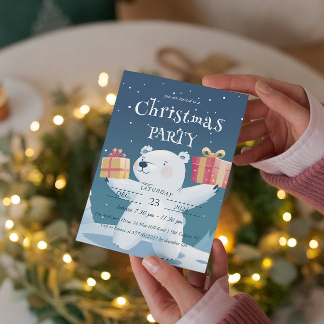 Invitación Oso Polar y presenta Fiesta de Navidades (Subido por el creador)