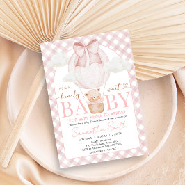 Invitación Oso Rosa Apenas Espera Baby Shower