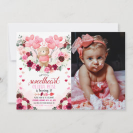 Invitación Oso rosa, cariño, foto de San Valentín cumpleaños