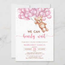 Oso rosa con globos Teddy Bear Baby Shower