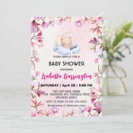 Invitación Oso rosa dulce flor de ensueño bebé ducha niños