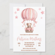 Oso rosa y marrón en Baby Shower de globo aerostát
