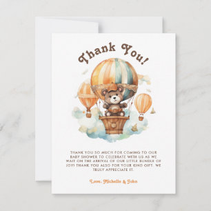 Invitación Oso rústico lindo con ducha de bebé con globos