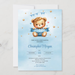 Invitación Oso único de peluche es una ducha de bebé