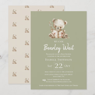 Invitación Oso Verde Salvia Cuento de Espera Oso de la Fiesta