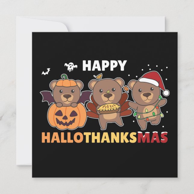Invitación Osos de Hallothanksma Feliz Navidad Invitat (Anverso)