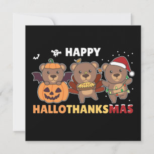 Invitación Osos de Hallothanksma Feliz Navidad Invitat