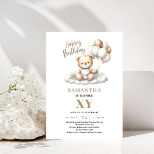 Invitación Osos de peluche para cumpleaños de niños elegantes