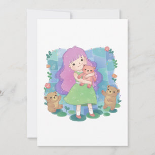 Invitación Osos de peluche y Ilustracion Chica