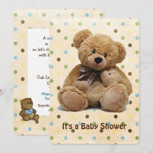 Invitación Osos De Teddy Marrones En El Baby Shower De Los Pu