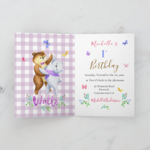 Invitación Osos del bosque lindos valses fiesta de cumpleaños