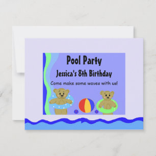 Invitación Osos En Tubos Flotantes Cumpleaños
