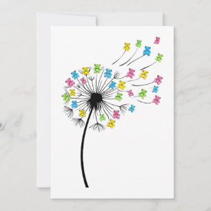 Invitación Osos lindos volando flujo de diente de león