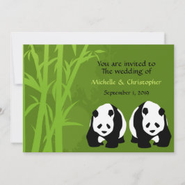 Invitación Osos Panda gigantes y Boda forestal verde de bambú