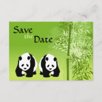 Osos Panda y Boda de Bambú Guardar la Fecha