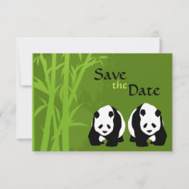 Invitación Osos Panda y Boda de Bambú Salven la Fecha