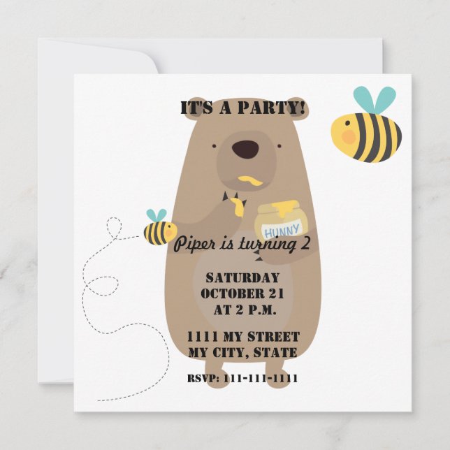 Invitación Osos y abejas (Anverso)