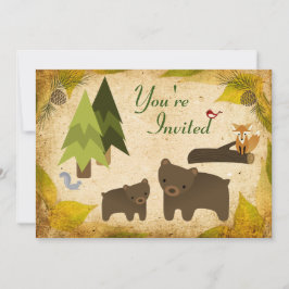 Invitación Osos y animales de Woodland primer cumpleaños