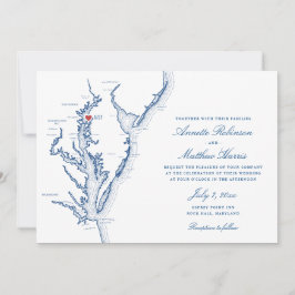 Invitación Osprey Point Rock Hall MD Mapa Elegante Boda