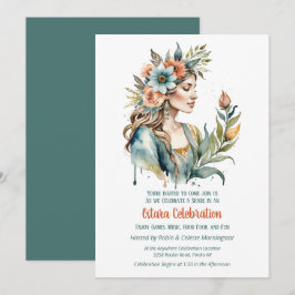 Invitación Ostara Equinoccio de Primavera Flor Diosa Sabbat
