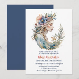 Invitación Ostara Equinoccio de Primavera Flor Diosa Sabbat