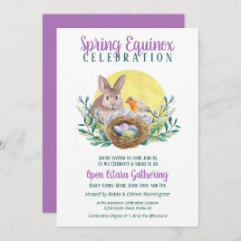 Invitación Ostara Spring Equinox Bunny & Bird Nest Sabbat