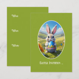 Invitación Osterhase mit Ei, Oval - 