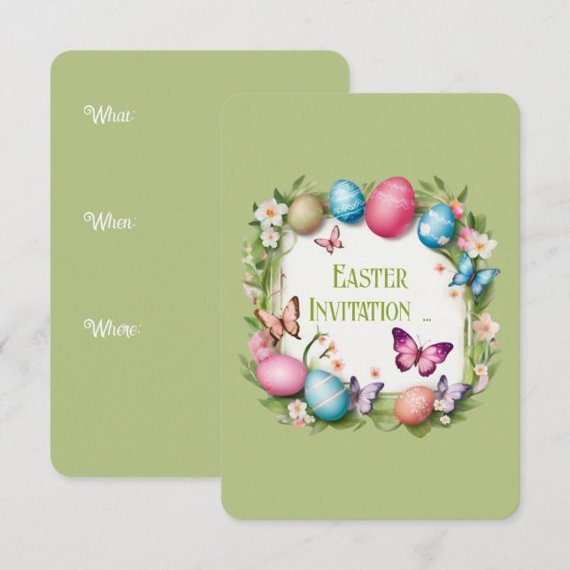 Invitación Osterkranz: Frohe Ostern -  (Anverso / Reverso)