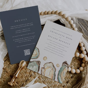 Invitación Ostras costeras todo en un Boda de código QR