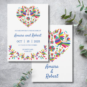 INVITACIÓN OTOMÍ MEXICANA CORAZÓN COLORIDO