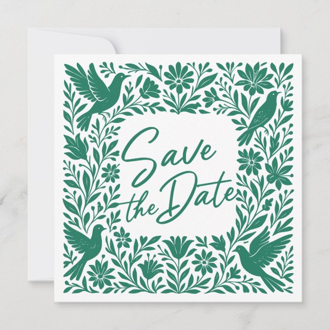 Invitación Otomí Mexicano Tenango Talavera Save the Date (Anverso)