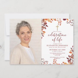 Invitación Otoñal Celebración Cristiana De La Vida Funeral Fo