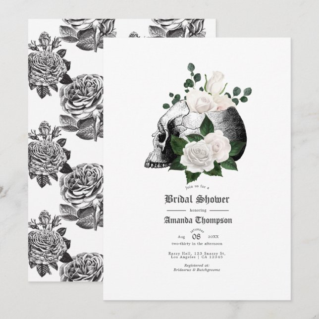 Invitación Otoñal Floral Gótico Rústico para Boda (Anverso / Reverso)