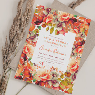 Invitación Otoño Acuarela Floral 70 cumpleaños