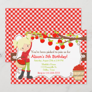 Invitación Otoño Apple Picking Blonde Cumpleaños
