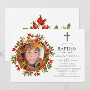Invitación Otoño - Bautismo de acuarela de otoño o cristianis