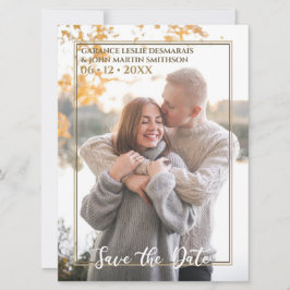 Invitación Otoño Blanco Elegante Moda Boda de fotografía otoñ