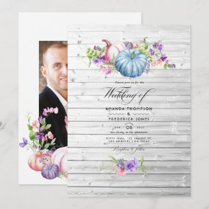 Invitación Otoño - Boda de Campo Floral Rústico en un Granero
