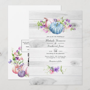 Invitación Otoño - Boda de Floral Rústico con Código QR para
