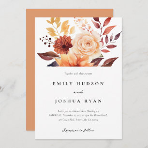 Invitación Otoño Boda Floral Boho