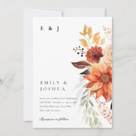 Invitación Otoño Boda Floral Boho