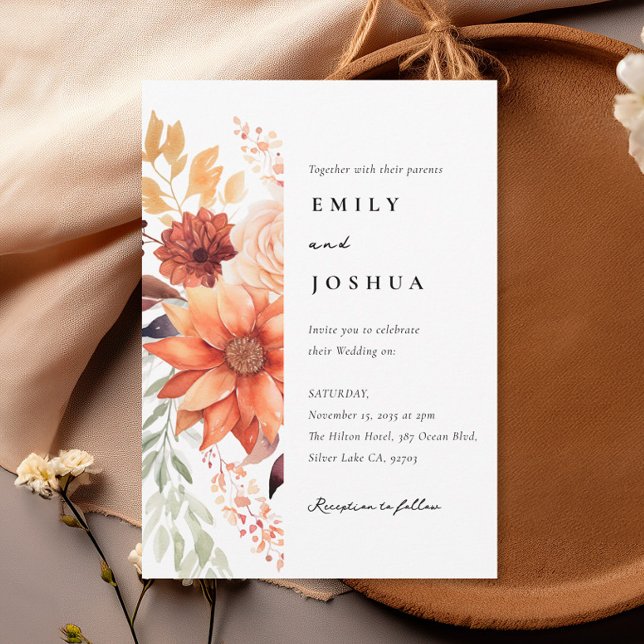 Invitación Otoño Boda Floral Boho (Subido por el creador)
