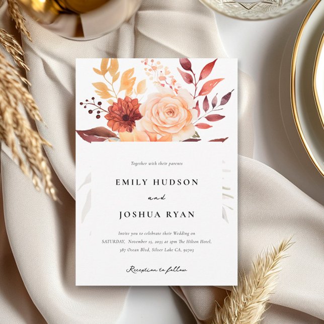 Invitación Otoño Boda Floral Boho (Subido por el creador)